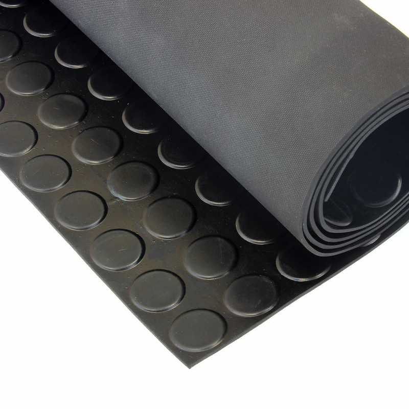 Black Circular Stud Rubber Sheet Roll